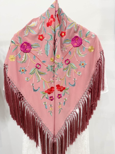 MANTON ROSA PALO BORDADO EN COLORES